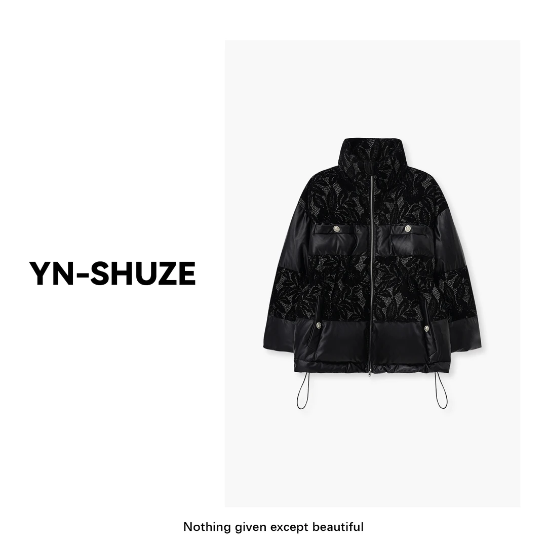 【雪夜精灵】冬款蕾丝拼接高领羽绒服外套SZ-YNC-2471007