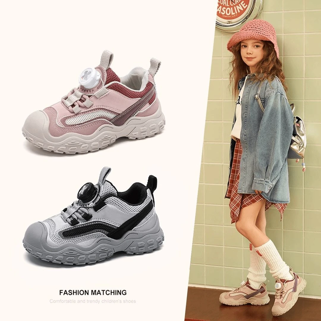 ABC儿童运动鞋2024春秋新款女童轻便软底休闲老爹鞋男童旋转扣中