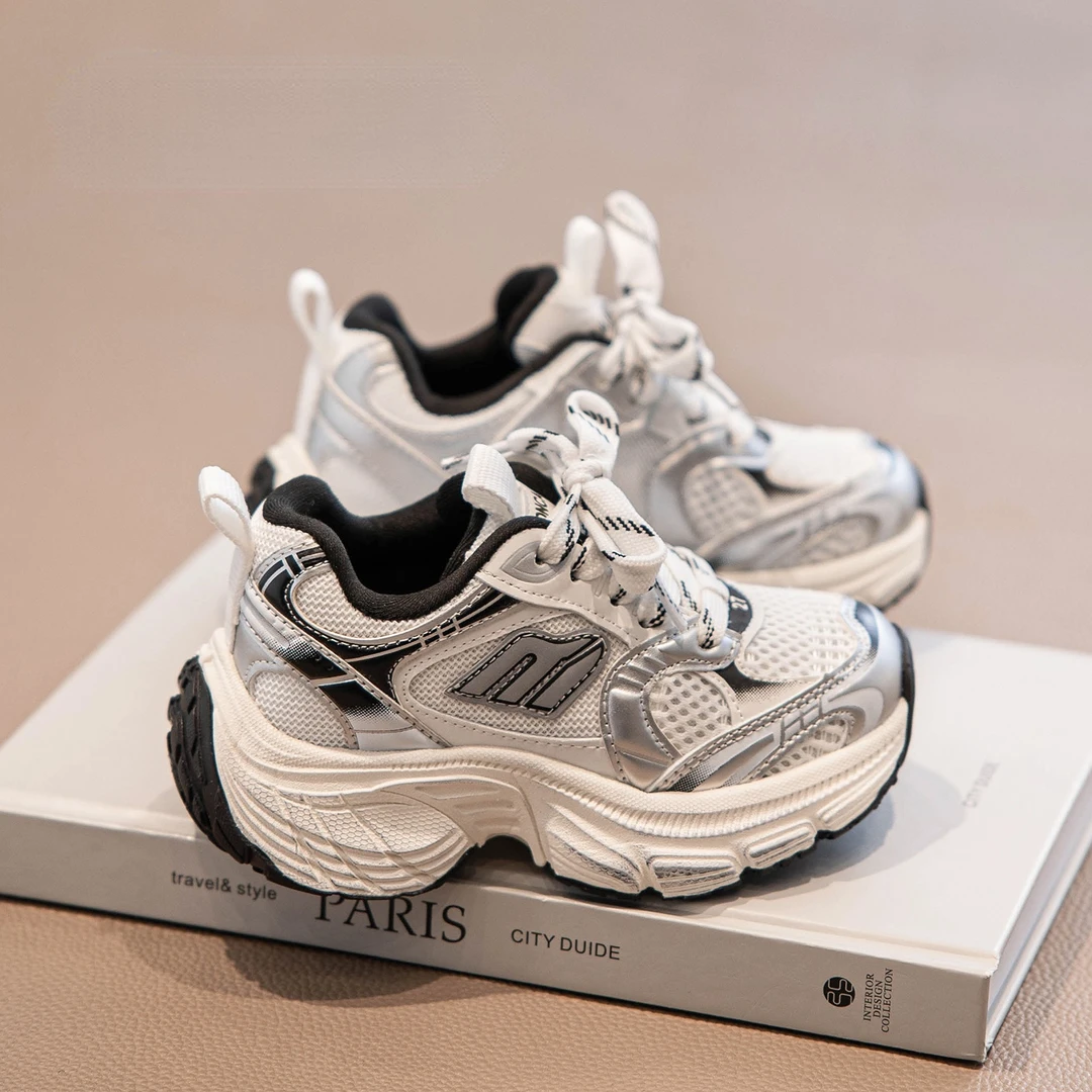 儿童运动鞋2024新款春秋男童老爹鞋网面透气网红爆款秋季女童鞋子