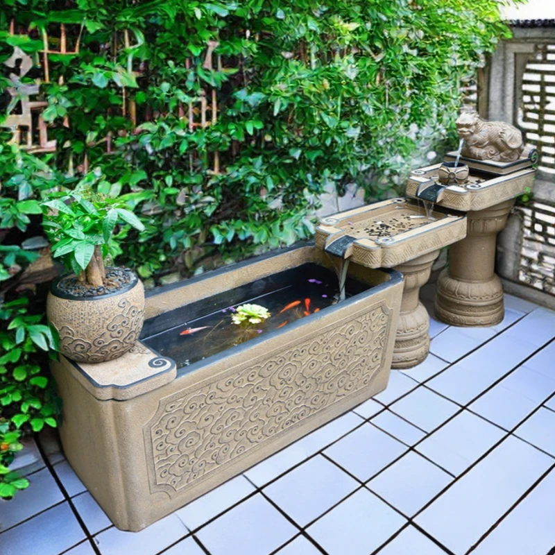 精选大型户外循环流水摆件落地水景招财喷泉阳台露台花园庭院鱼池