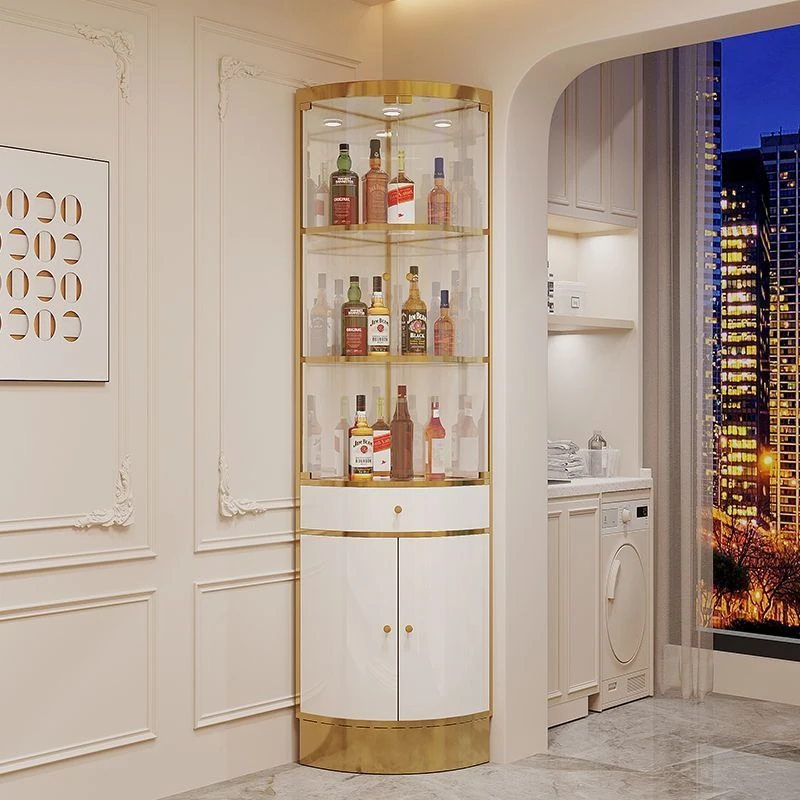 （严选）碧桂园角柜轻奢玻璃酒柜三角柜客厅转角柜扇形墙角柜靠墙拐