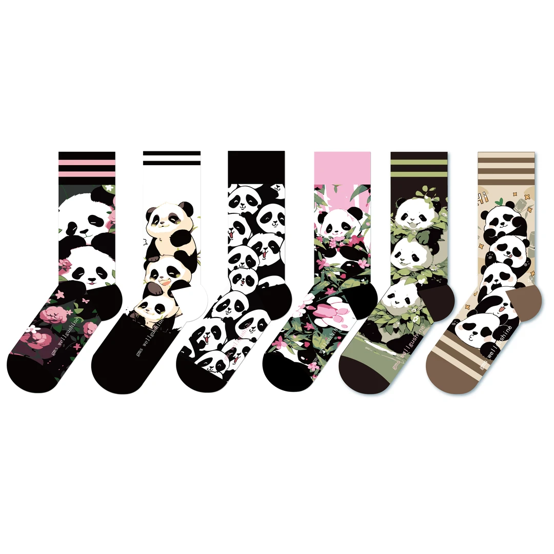 GMS万国山ins风女袜设计师款爆款熊猫四季百搭潮袜高腰袜情侣
