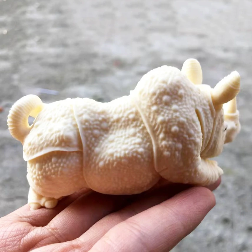 象牙果神兽动物犀牛摆件家居客厅桌面中式工艺品汽车摆件手把件
