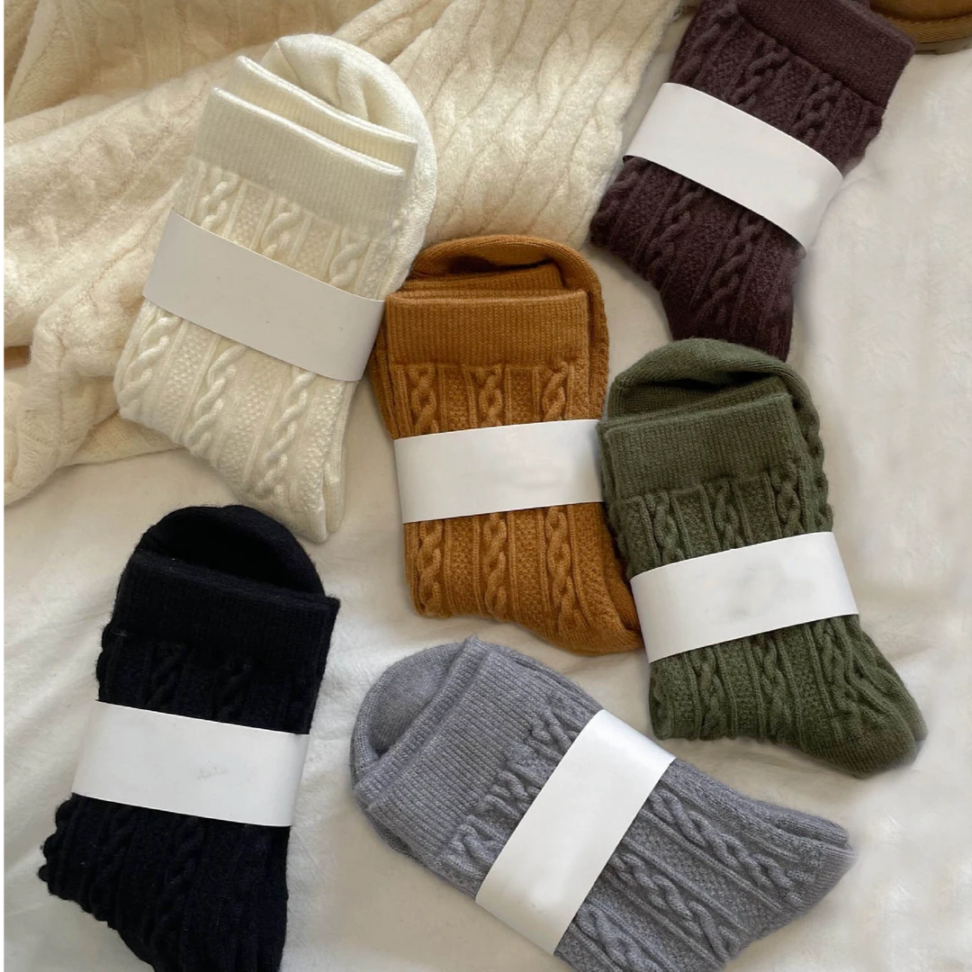 WANG RAN"慵懒时光“秋冬季中筒袜冬天堆堆袜