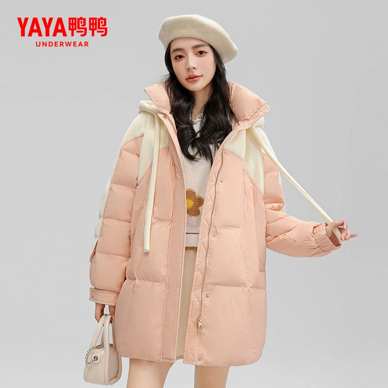 鸭鸭羽绒服女中长款2023年冬季新款官方旗舰店外套时尚百搭