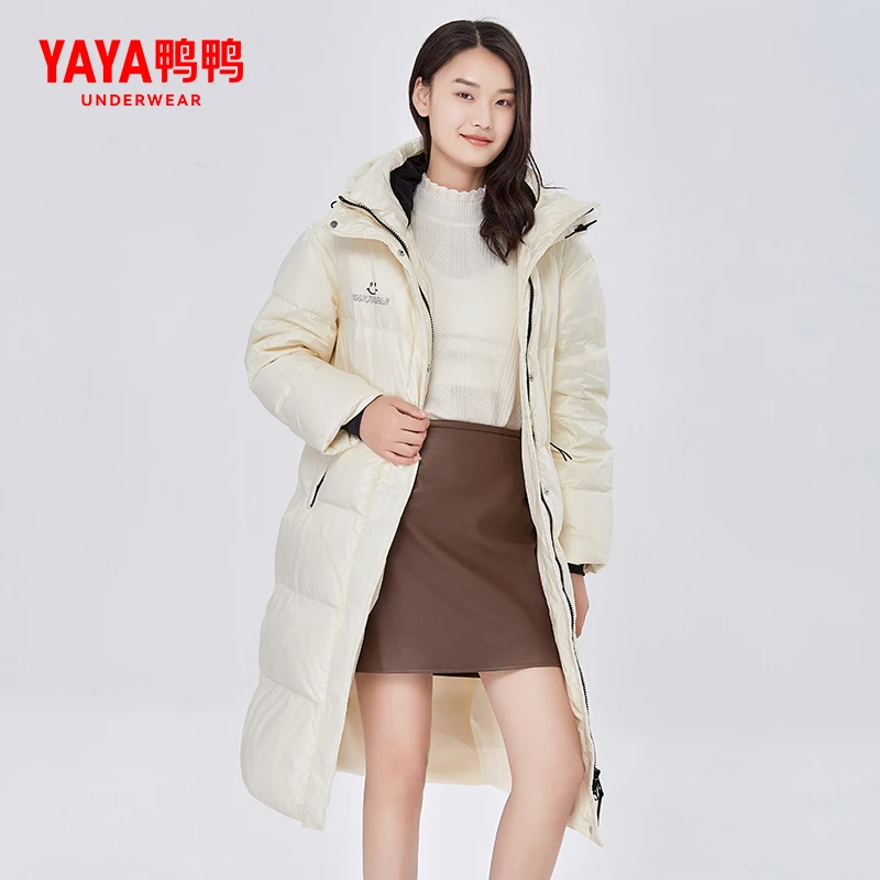 YAYA鸭鸭北影校花羽绒服女秋冬新中长款宽松百搭连帽韩版外套保暖
