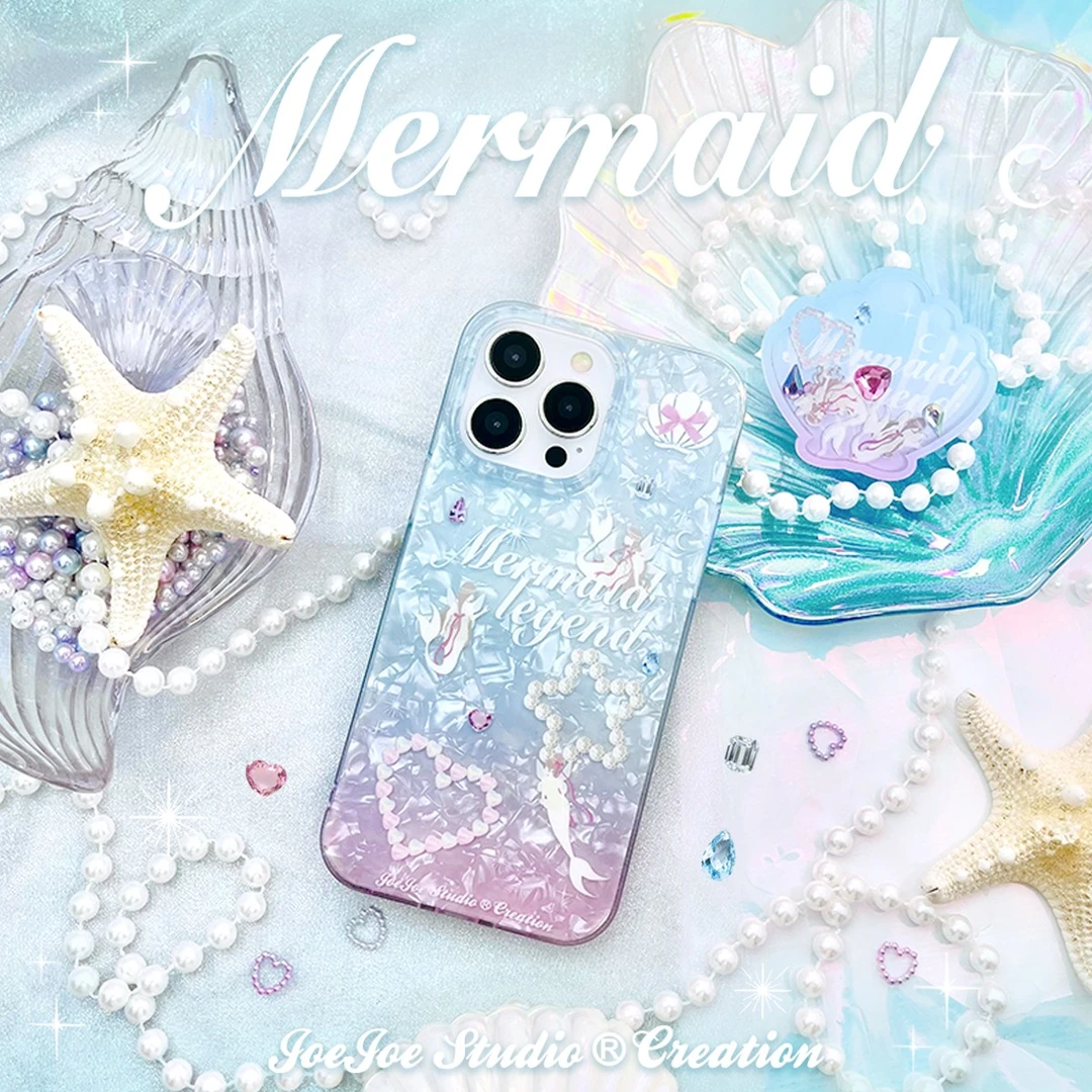 JOEJOE原创人鱼传说适用苹果15贝壳纹手机壳iPhone16promax双层14