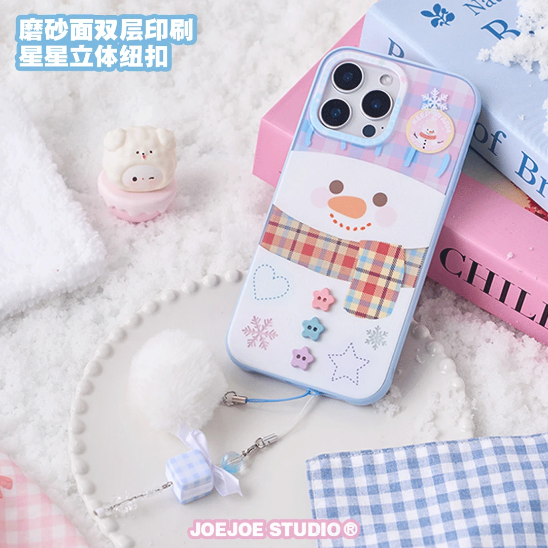 JOEJOE原创暖暖雪人适用15苹果14磨砂面手机壳iPhone16pro max