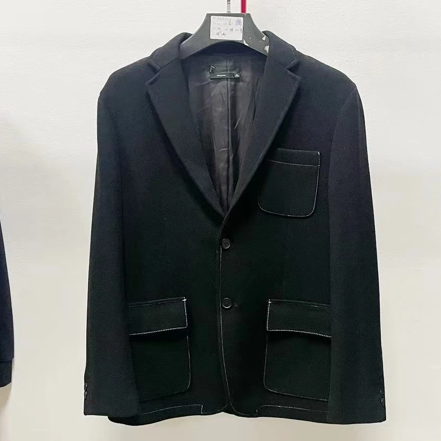 冬季男士厚款 黑色呢子西服夹克外套