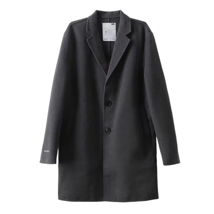 男款经典时尚潮流外套休闲百搭双面灰色毛呢大衣 B1AAA4341