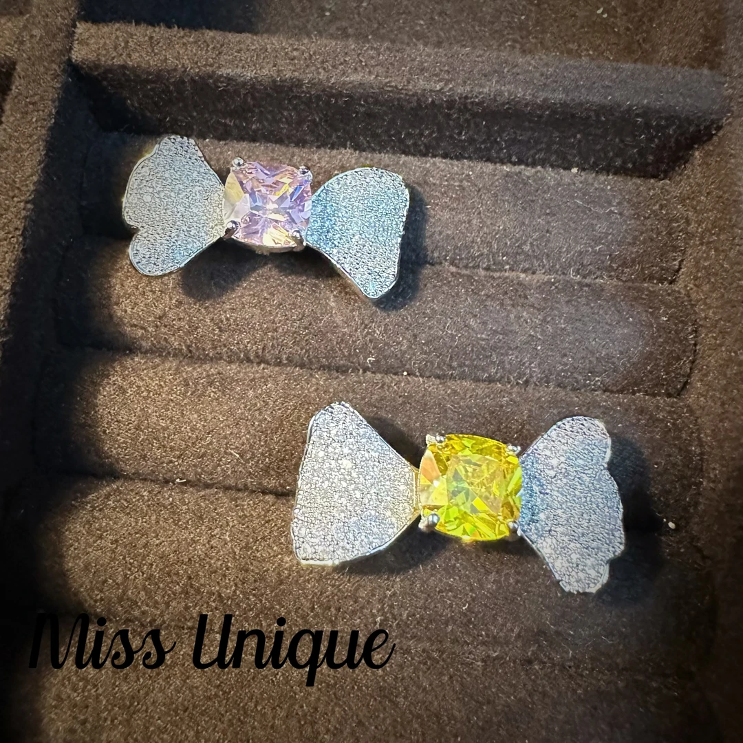 C3193 粉黄蝴蝶结戒指