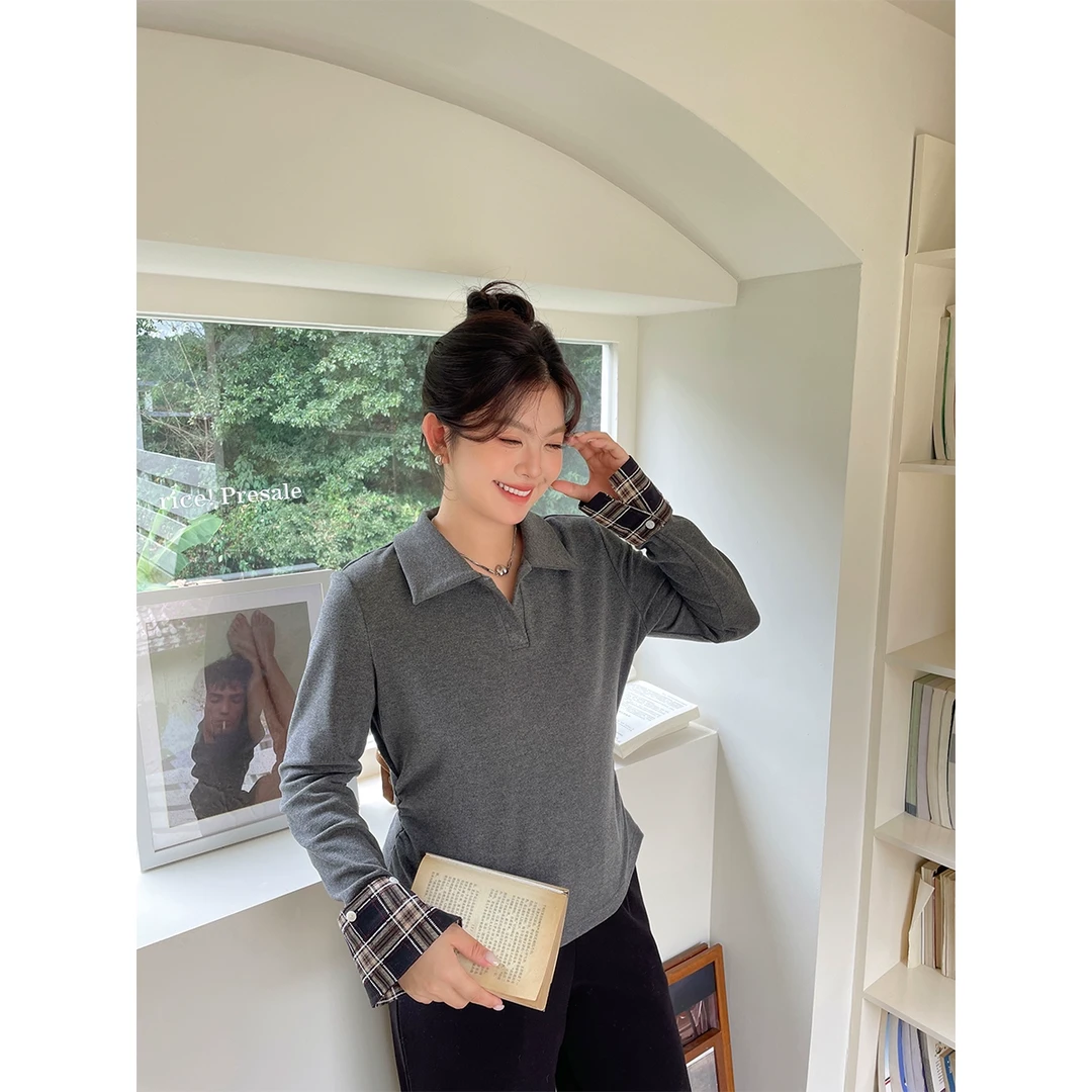 BUMENYLEE韩系秋冬季独特别致打底衫大码女装胖mm显瘦气质长袖t恤