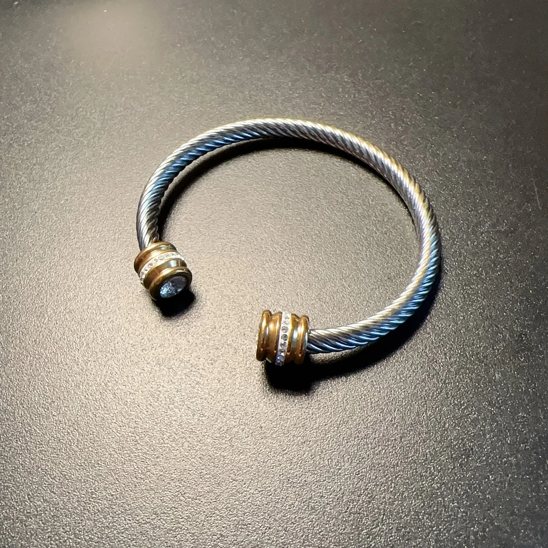 钛钢仿水晶手镯 复古双色手镯闪手环BRCus 0029