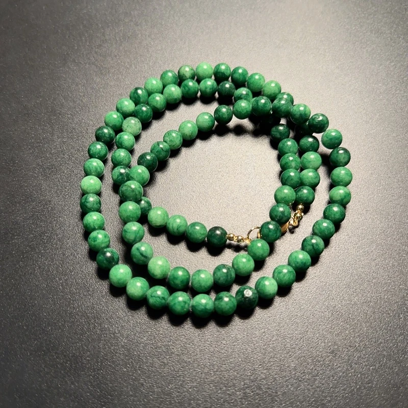铜合金石英石项链 复古墨绿色珠子项链长链NEGlc 0107