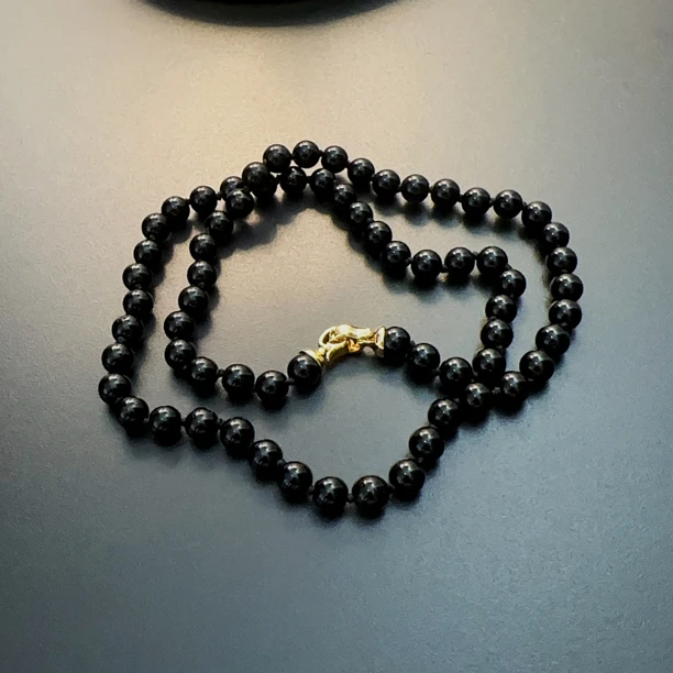 合金石英石项链 珠珠项链黑色中款珠子链串珠个性百搭NEGlc 0185