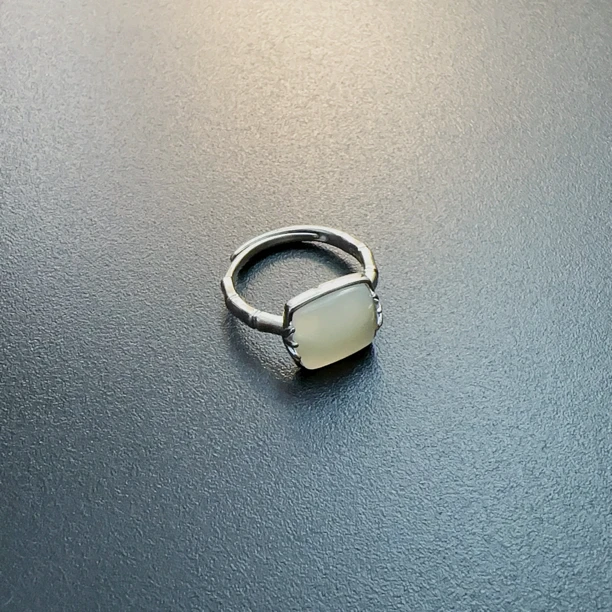 925银仿水晶戒指 925银古风复古指环开口可调节优雅RIAgs 0161