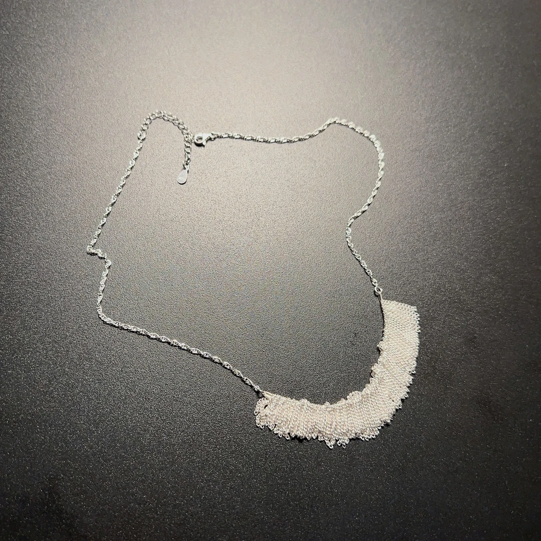 坠链均925银 925纯银项链个性流苏小众银饰品复古时尚NEAgs 0137