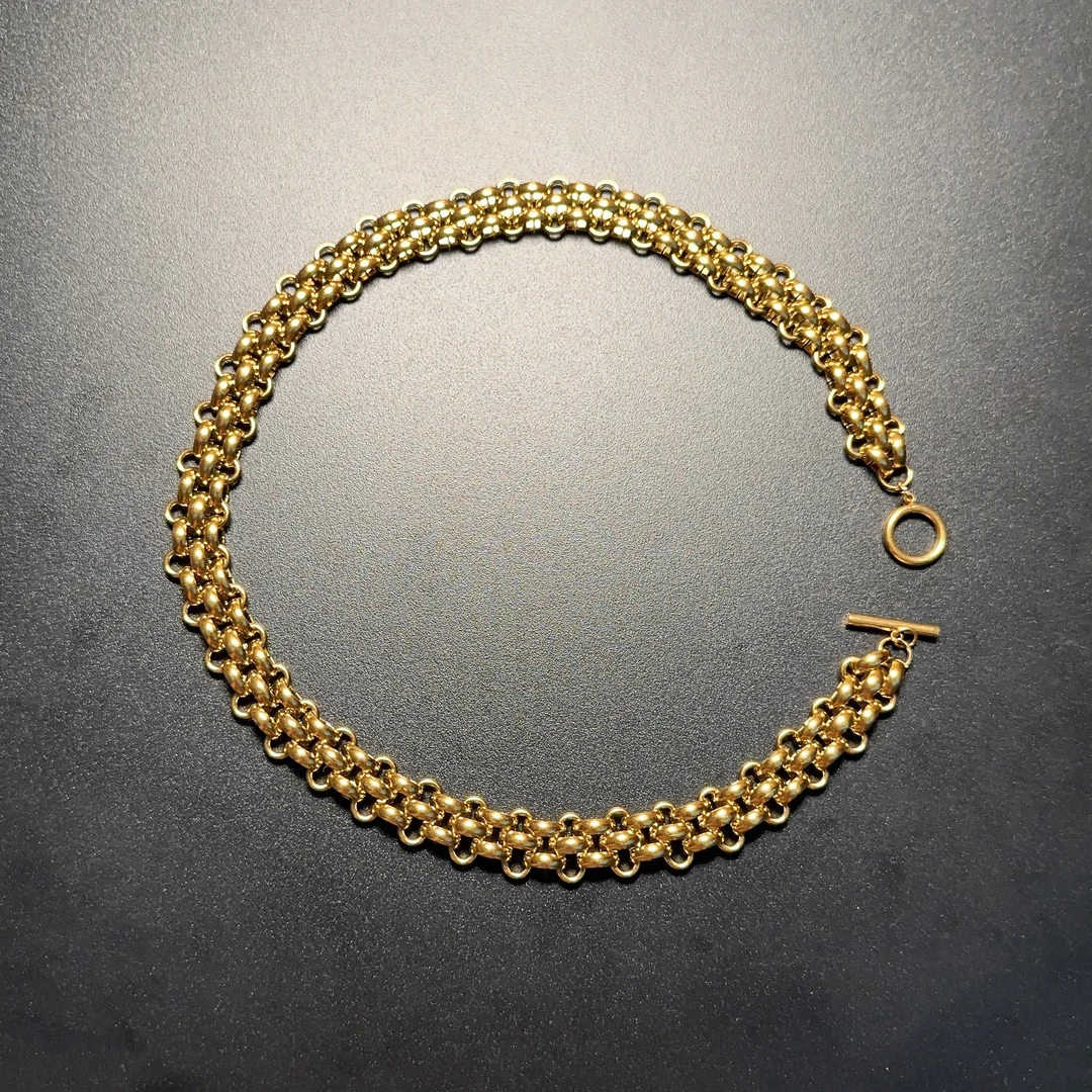 铜合金项链 choker项链复古短款颈链宽锁骨链INS冷淡风NECug 0118