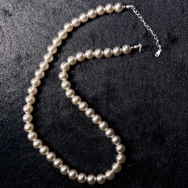 合金玻璃项链 灰色圆珠颈链锁骨链百变多种戴法