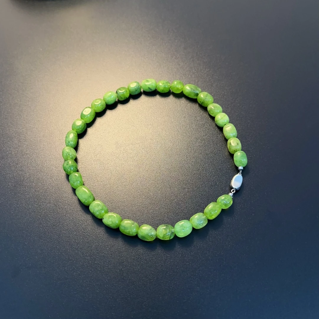 钛钢石英石项链 草绿色珠串项链小众不规则串珠NEGlc 0452