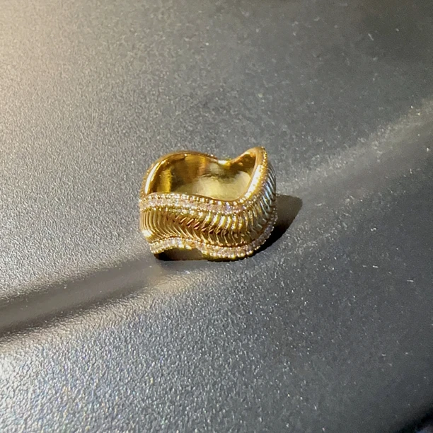 铜合金锆石戒指 复古镀金指环闪戒指饰品RICug 0145