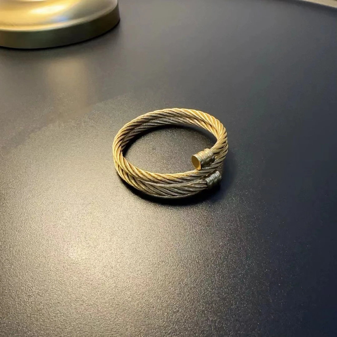 铜合金手镯 金色小众手镯拉丝多层金属感国风饰品手链BRCug 0121