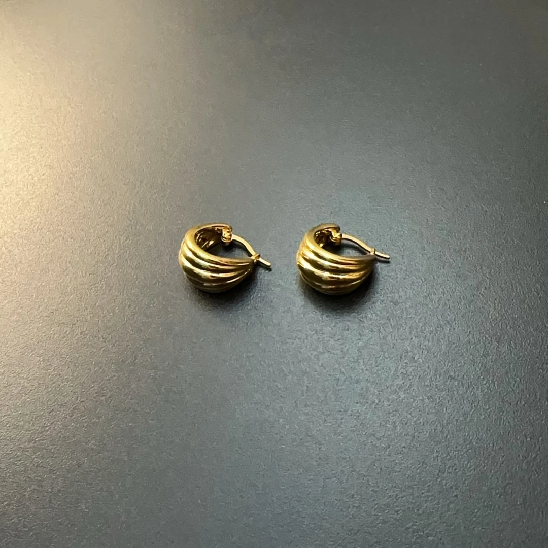 合金耳饰 简约金色小耳环百搭小众耳饰线条设计感EDCug 0117