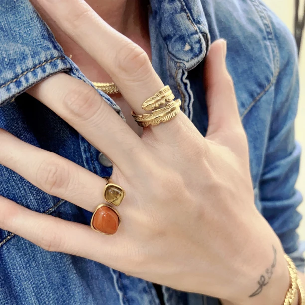 铜合金石英石戒指 复古戒指开口可调节RICuc 0027，RICug 0064