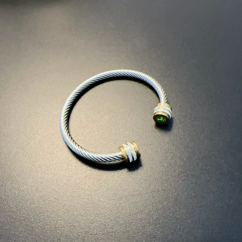 钛钢仿水晶手镯 简约双色手镯复古国风腕饰现代古风BRCus 0125