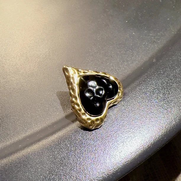 铜合金琉璃戒指 复古心形戒指开口可调节指环饰品RICug 0097