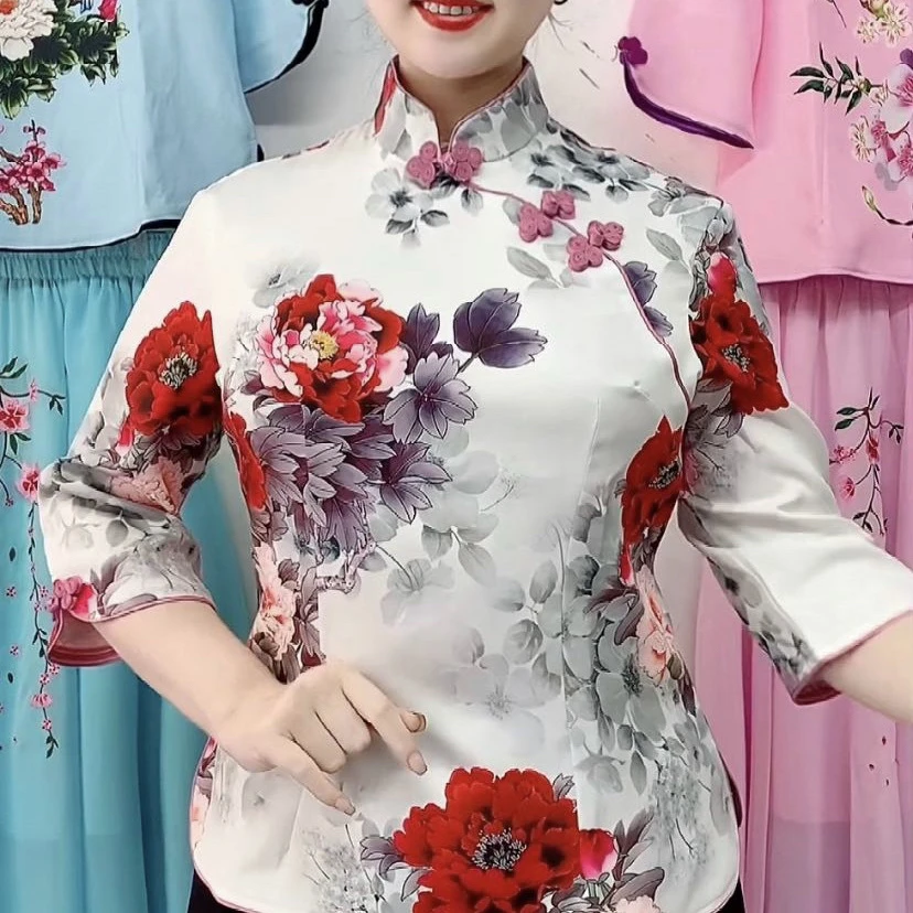 民族风古装唐装改良时尚修身旗袍女上衣春夏汉服中国风洋气上衣