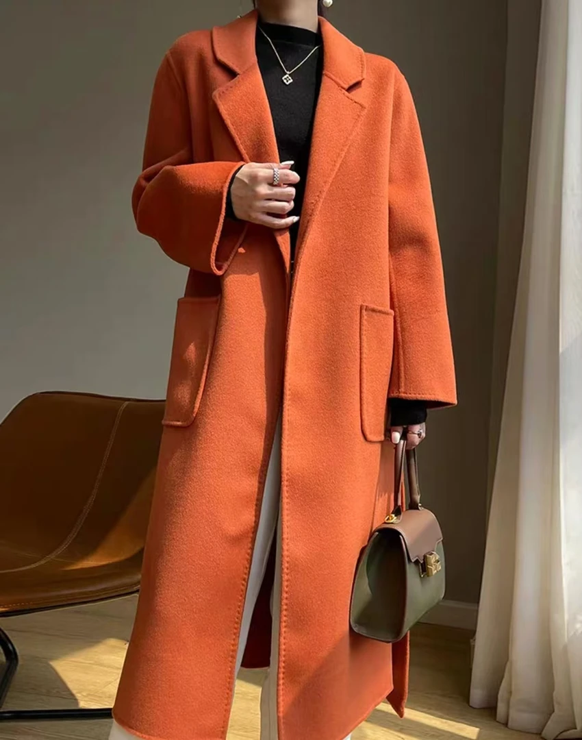 金夫人【一生一件羊绒大衣】高定款高领羊毛大衣气质时尚B0345