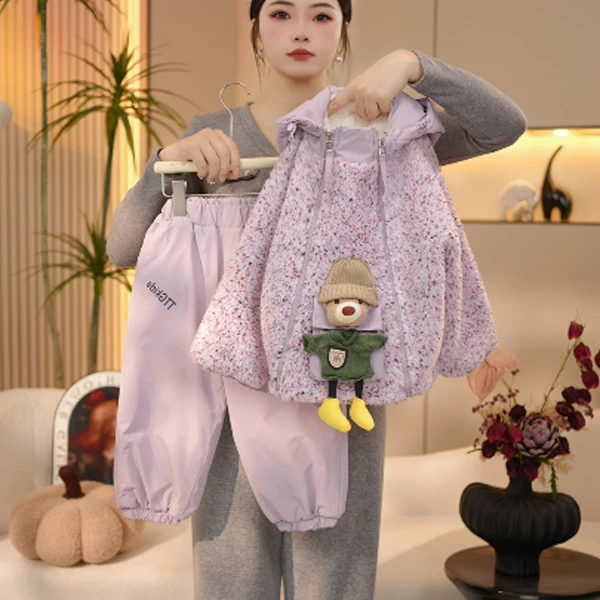 现货【米拉】女童棉衣加绒加厚外套2024秋冬季新款中大童棉服潮