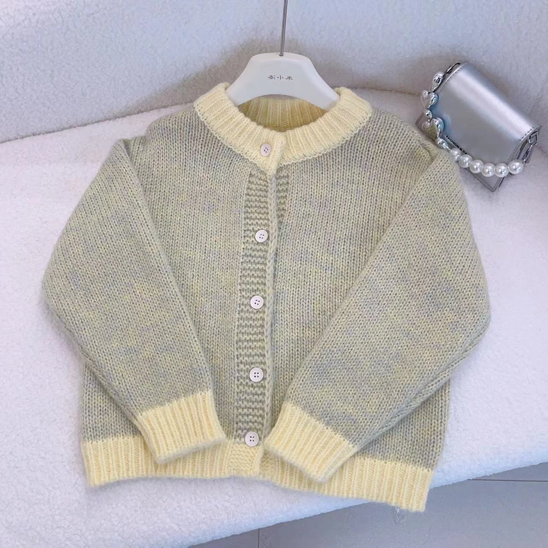 现货【米拉】女童毛衣针织开衫秋季中大童百搭长袖上衣外套时髦