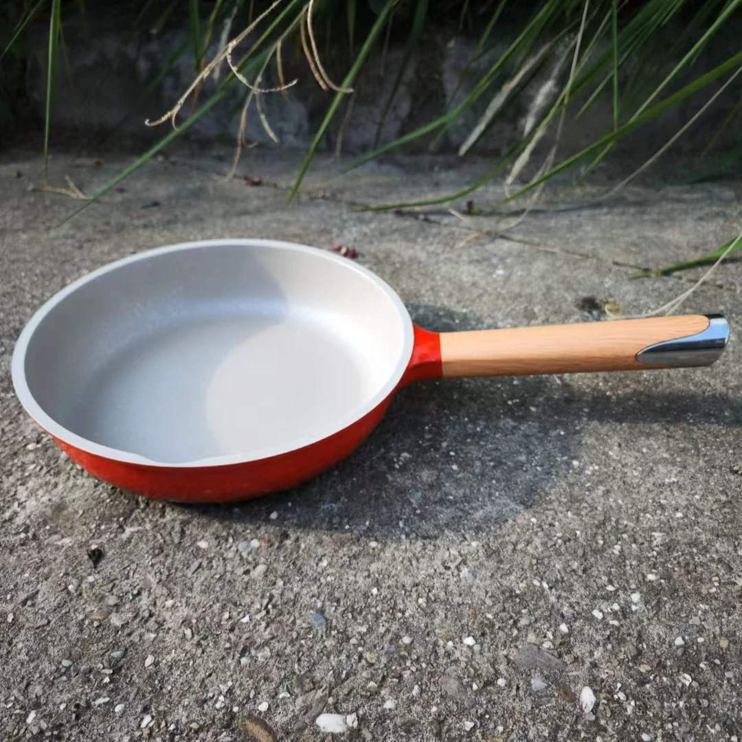 24cm红色不粘煎锅轻油少烟【微瑕，介意勿拍】Y