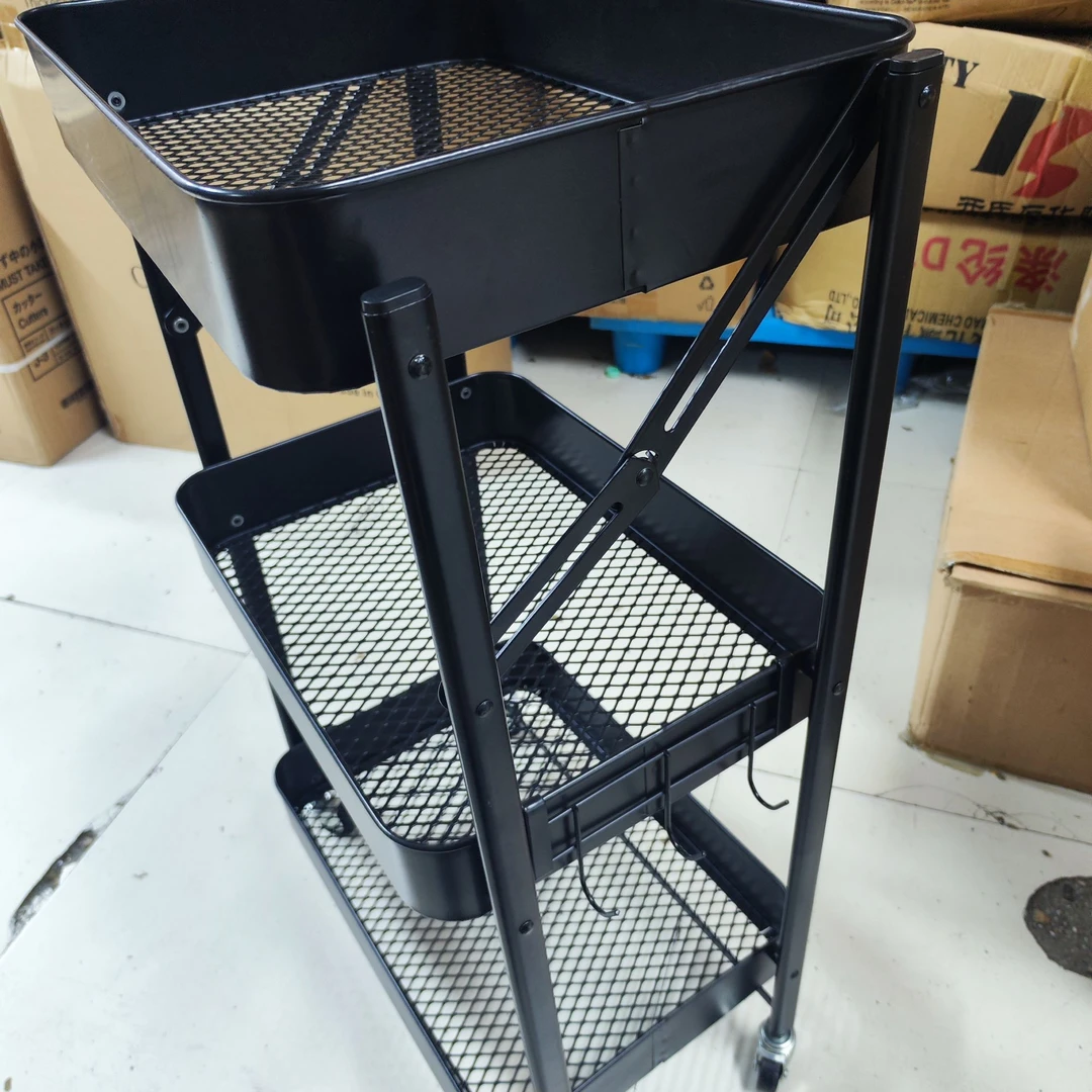 A371  碳钢置物架小推车可移动落地多层厨房收纳架 【发一个】