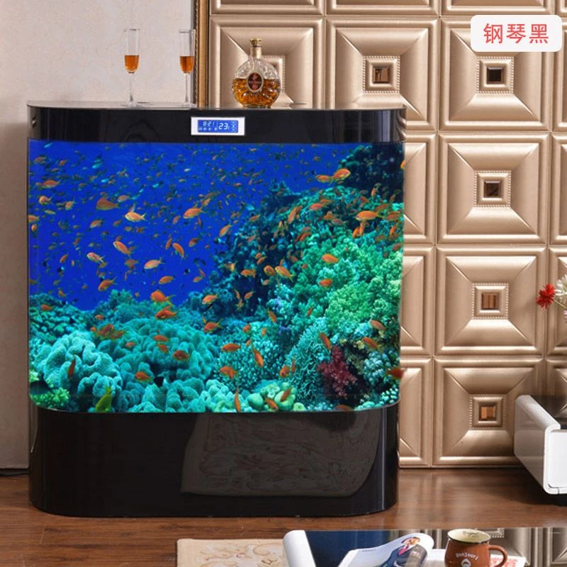 欧式鱼缸水族箱客厅大型玻璃家用客厅生态免换水金鱼缸一键排水阀