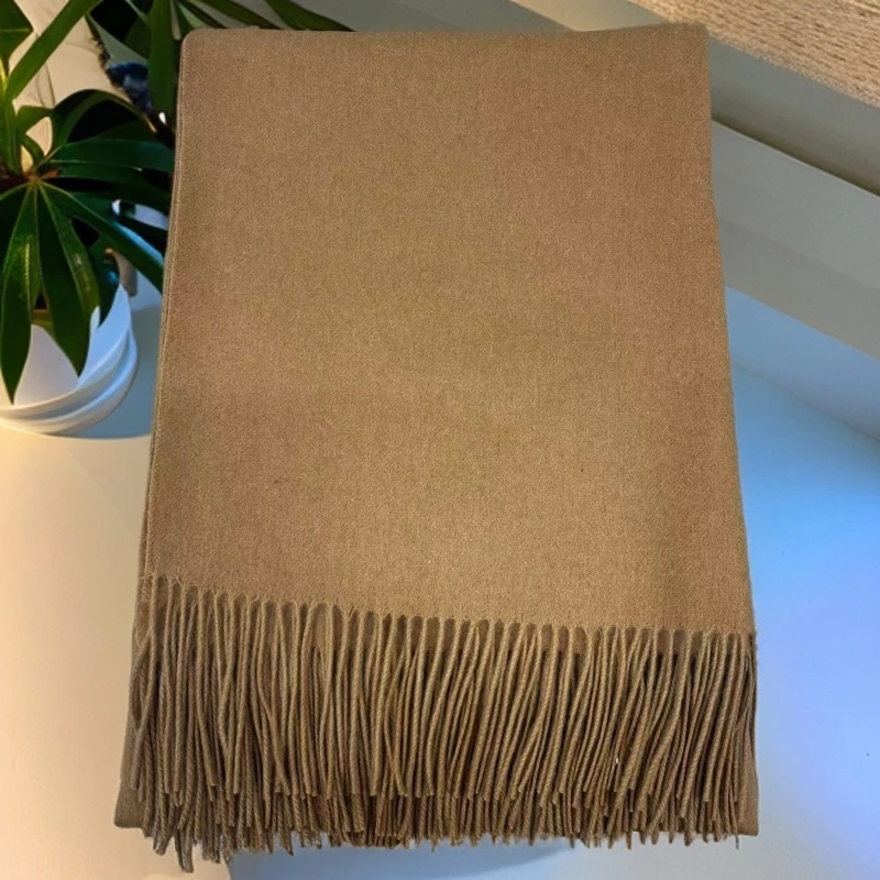 内蒙古羊羔毛羊绒混绒简约百搭时尚经典大气一毯多用素色披毯保暖