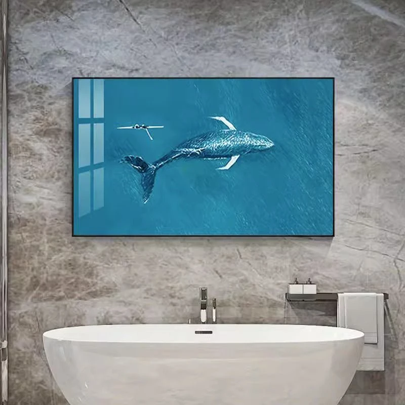简约装饰画防水浴室背景墙面挂画洗手间厕所遮挡横幅免打孔壁画