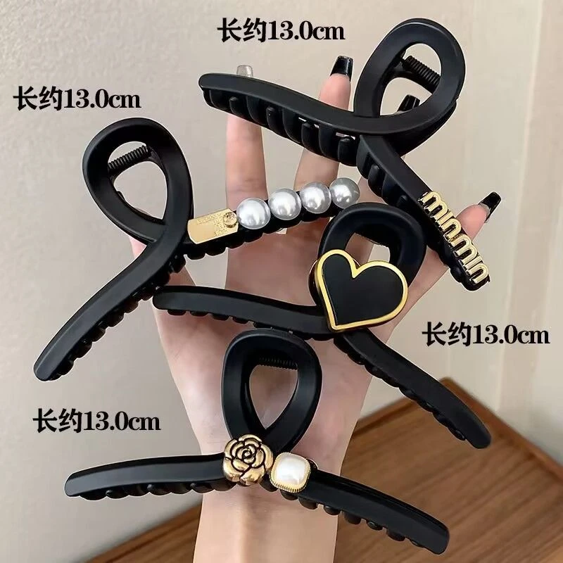 超大号黑色磨砂抓夹女2024年新款盘发鲨鱼夹子发夹后脑勺发抓头饰
