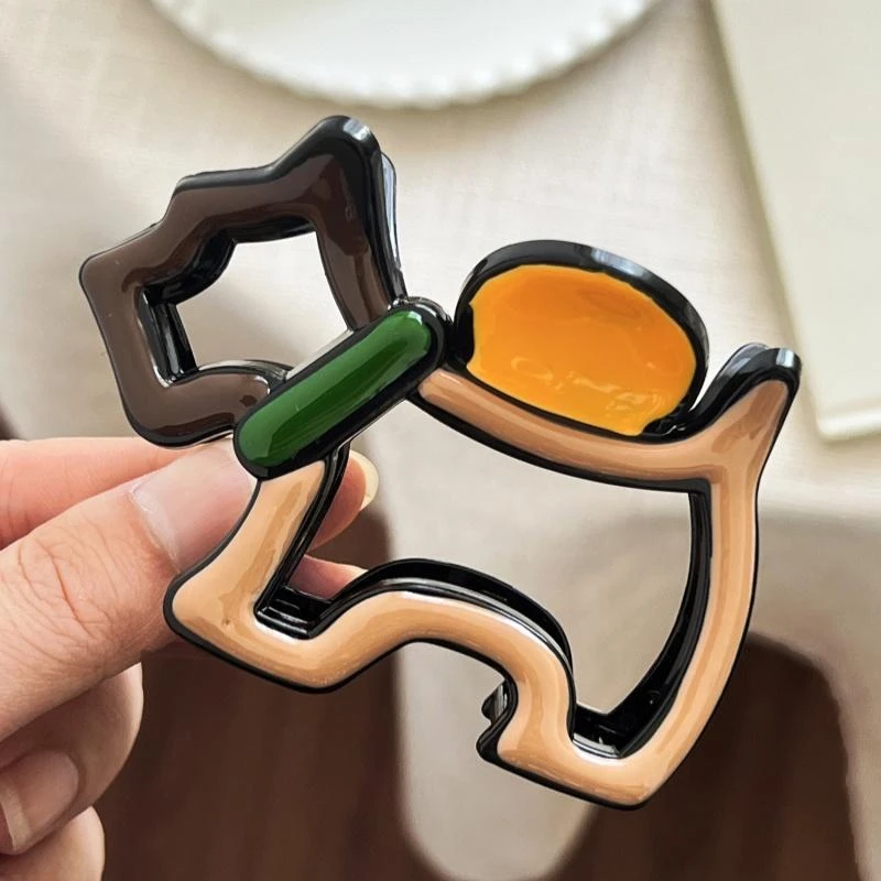 玫瑰的故事刘亦菲同款发夹后脑勺镂空卡通小狗盘发抓夹鲨鱼夹发卡