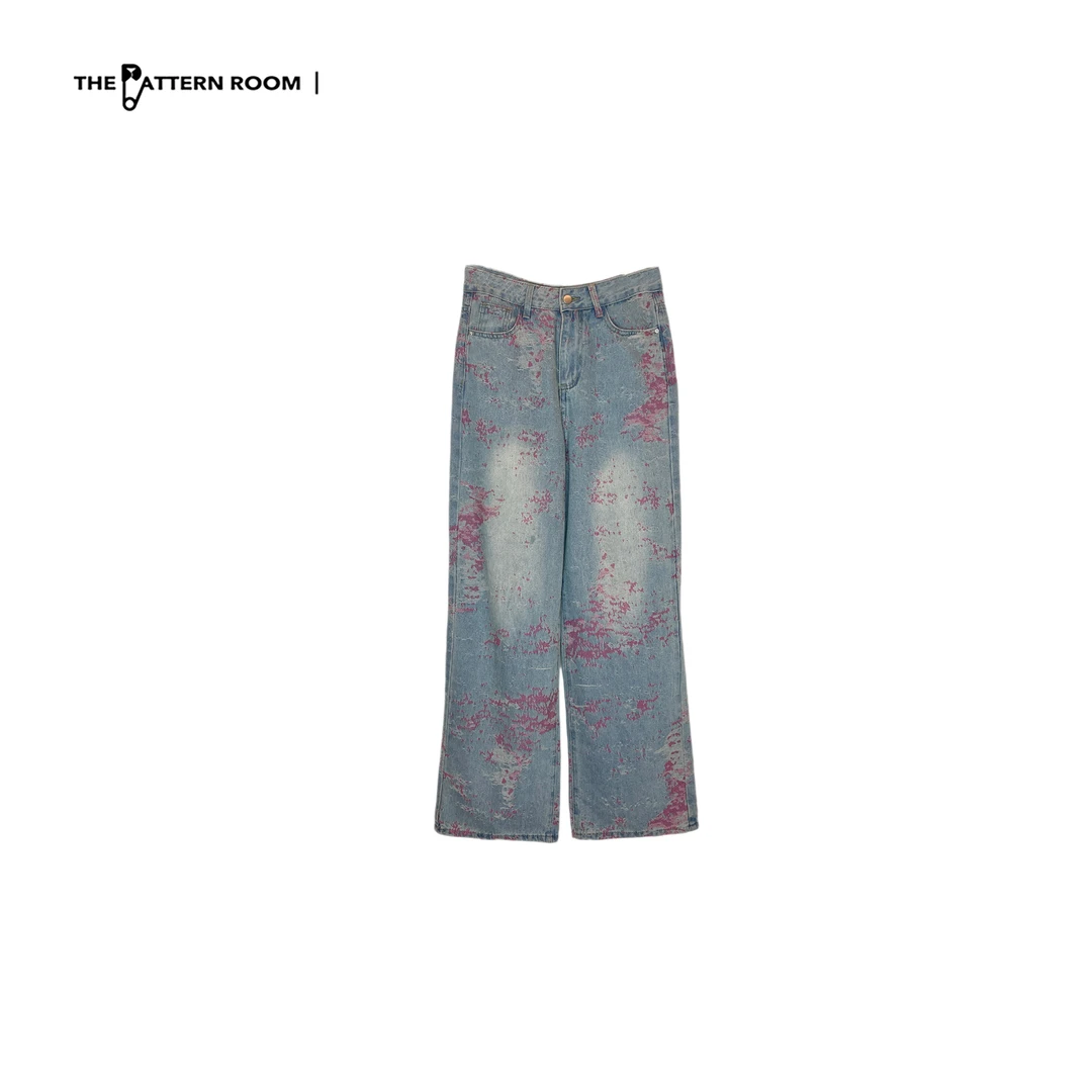 The pattern room | 斑驳美学磨损提花酵洗败色直筒牛仔裤