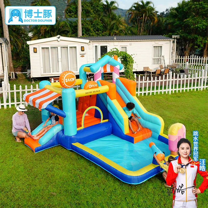 【玩水雪糕屋】博士豚充气城堡家用室内外小型儿童蹦床滑梯跳床玩具