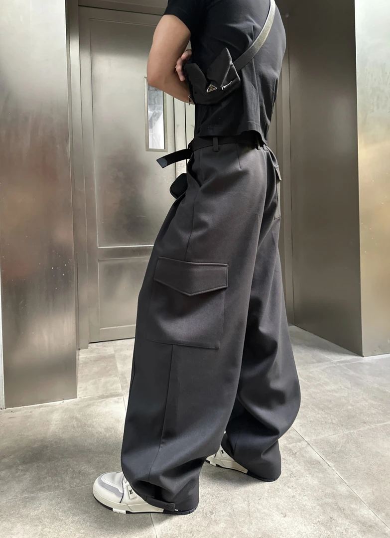 威廉威 男女同款【都市越野】挺括阔型时髦多袋收脚休闲裤E834