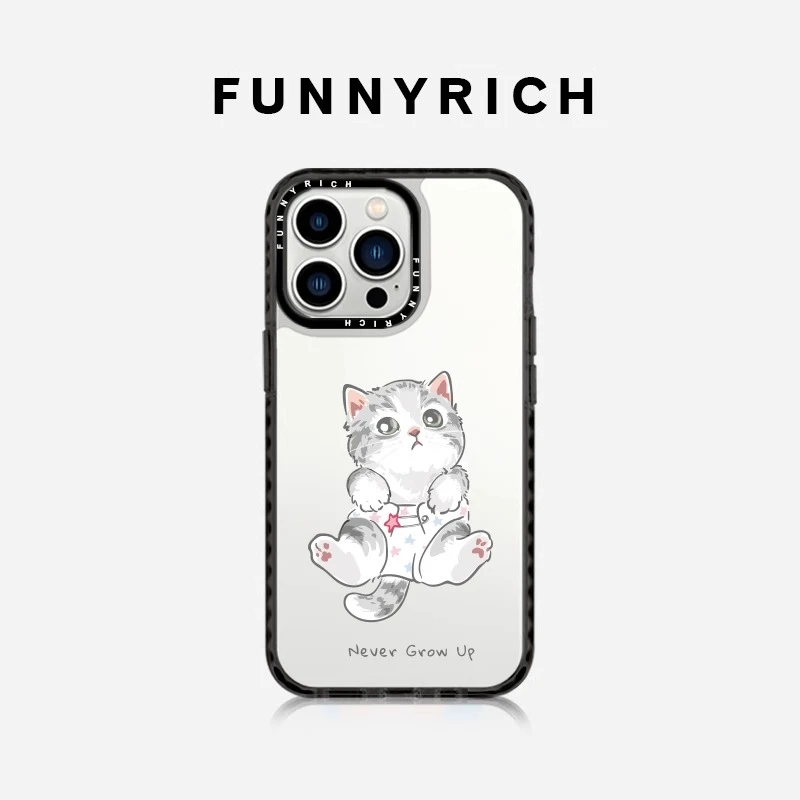 FUNNYRICH呆呆猫咪适用iPhone15Pro Max手机壳磁吸苹果14透明保护