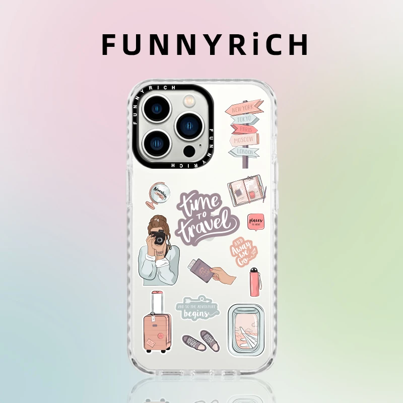 FUNNYRICH出发旅行适用iPhone15ProMax手机壳少女苹果14透明13/12
