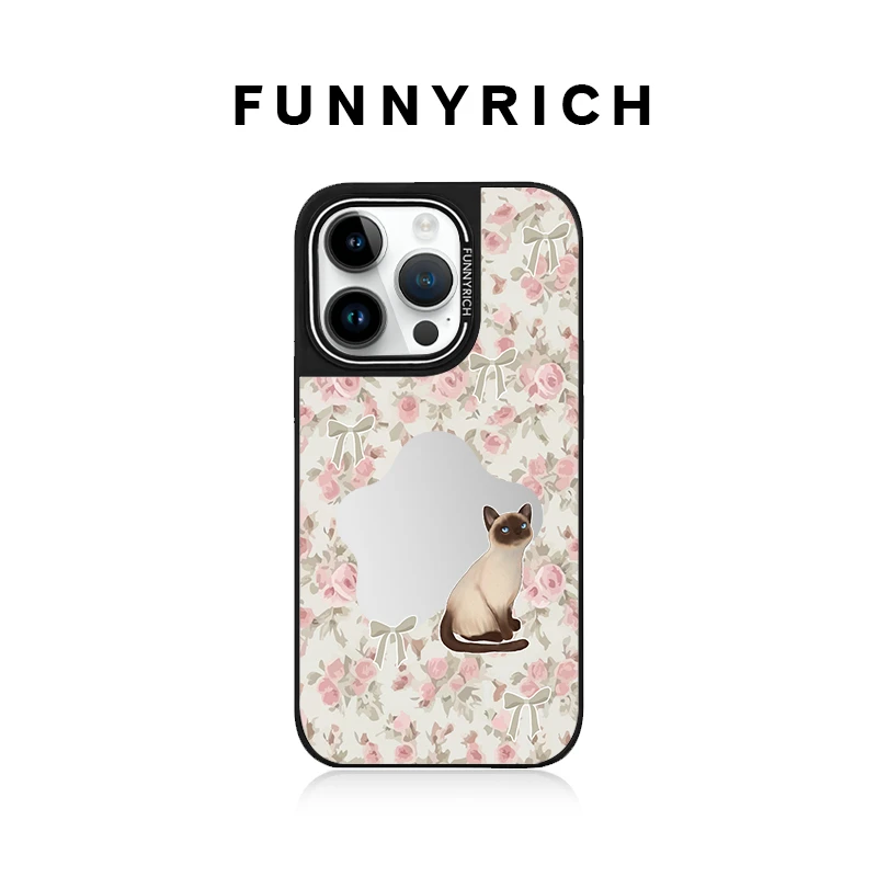 FUNNYRICH玫瑰猫咪适用iPhone17ProMax手机壳苹果16新款磁吸15/14