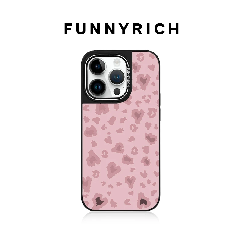 FUNNYRICH爱心粉豹纹适用iPhone17ProMax手机壳苹果16新款磁吸15