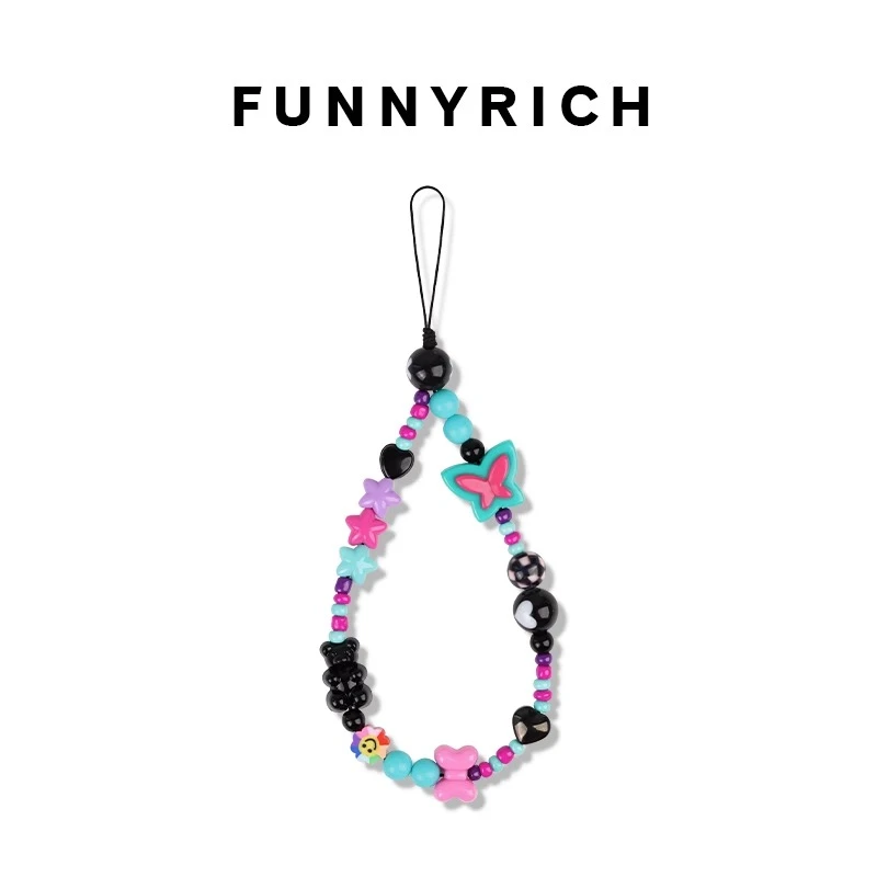 FUNNYRICH小熊蝴蝶结手机链适用苹果手机壳挂链ins新款挂饰高级感