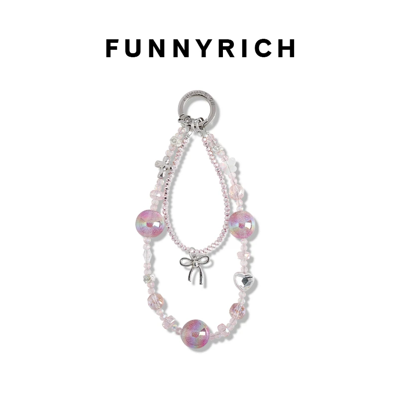 FUNNYRICH细闪碎银蝴蝶串珠手机链适用苹果手机壳挂绳ins风新款女